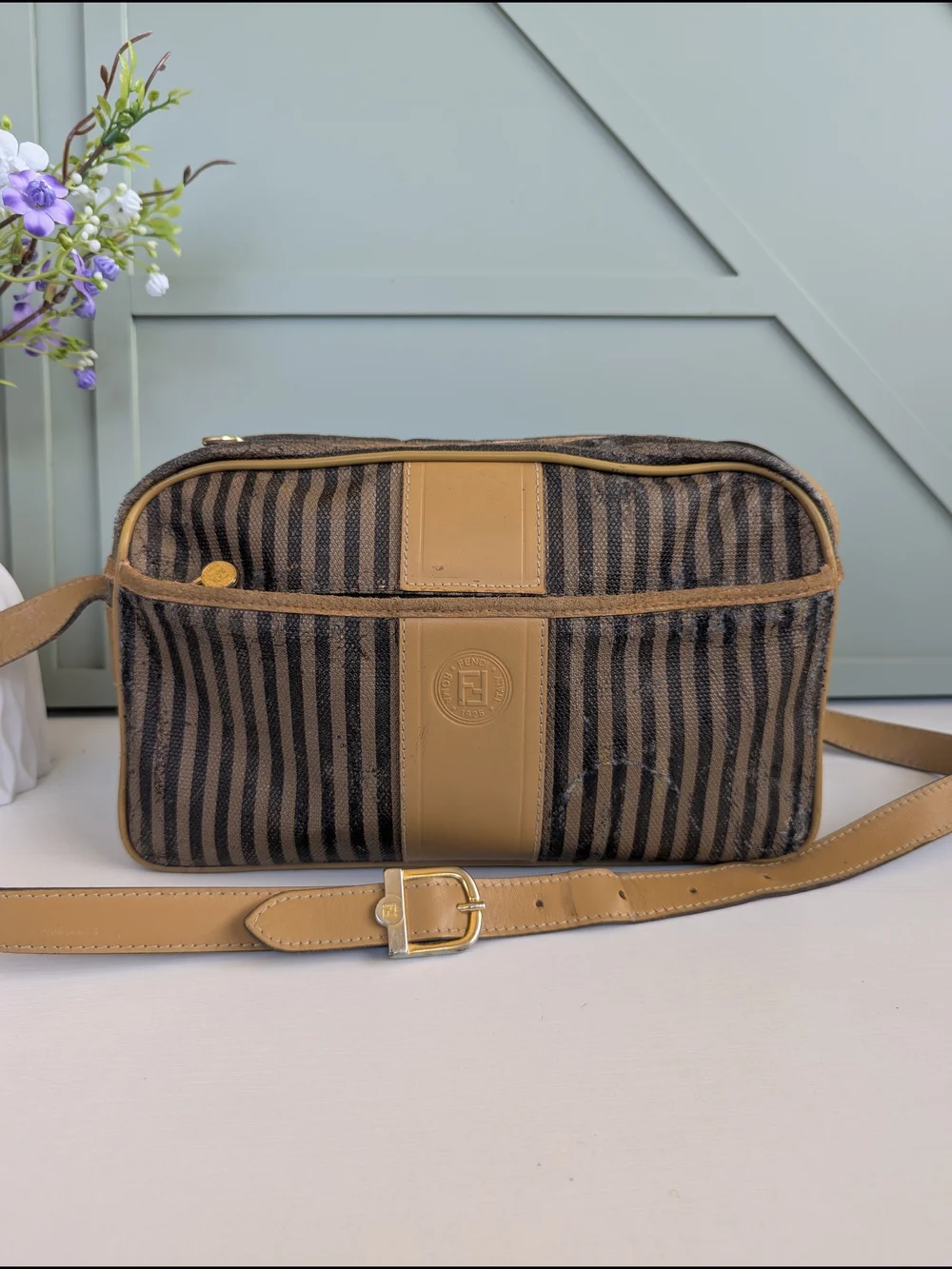 Vintage Fendi Pequin Striped Crossbody